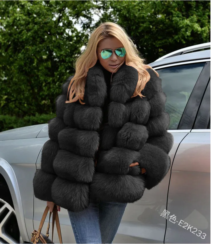 Women Faux Fur Jacket Thick Loose Long Coat Warm Turn Down Collar Full Sleeve Open Stitch Thick Coats Solid Winter 2025