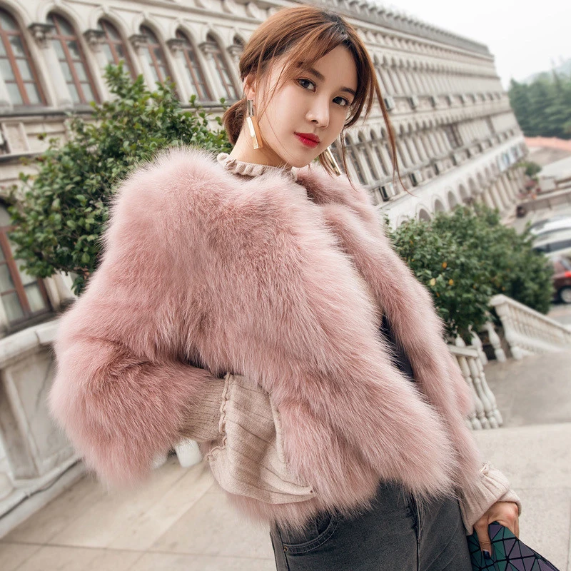 Cropped Black Faux Fur Coat Women Fashion Elegant Luxury White Fluffy Jacket Winter Ladies Korean Pink Design Furry Outerwears