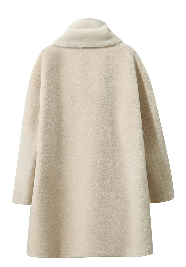 Amii Fur Coat Woman 2025 Winter New O-Neck Loose Medium And Long Tops With Scarf Warm Long Sleeve Elegant Fur Jacket 12554011