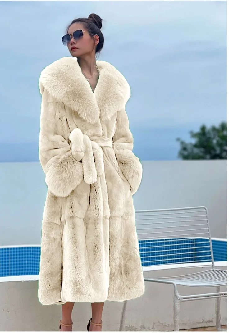 Winter Women Long Faux Fur Coat Thick Warm Mink Fur Jacket Feather Coats Oversized Outerwear Fur Collar Luxury Women's Clothing