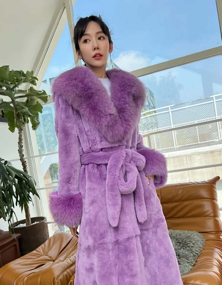 Winter Women Long Faux Fur Coat Thick Warm Mink Fur Jacket Feather Coats Oversized Outerwear Fur Collar Luxury Women's Clothing