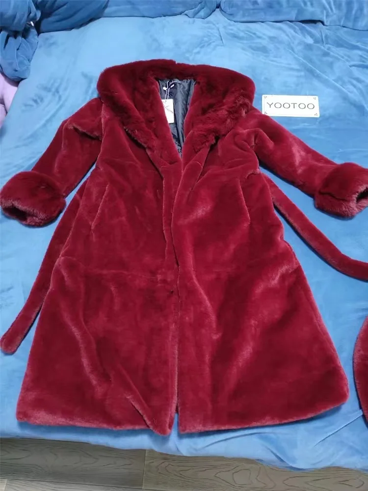 Winter Women Long Faux Fur Coat Thick Warm Mink Fur Jacket Feather Coats Oversized Outerwear Fur Collar Luxury Women's Clothing