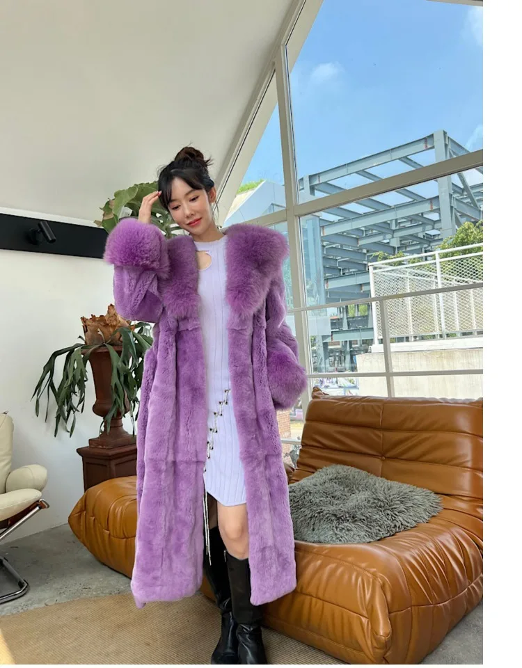 Winter Women Long Faux Fur Coat Thick Warm Mink Fur Jacket Feather Coats Oversized Outerwear Fur Collar Luxury Women's Clothing