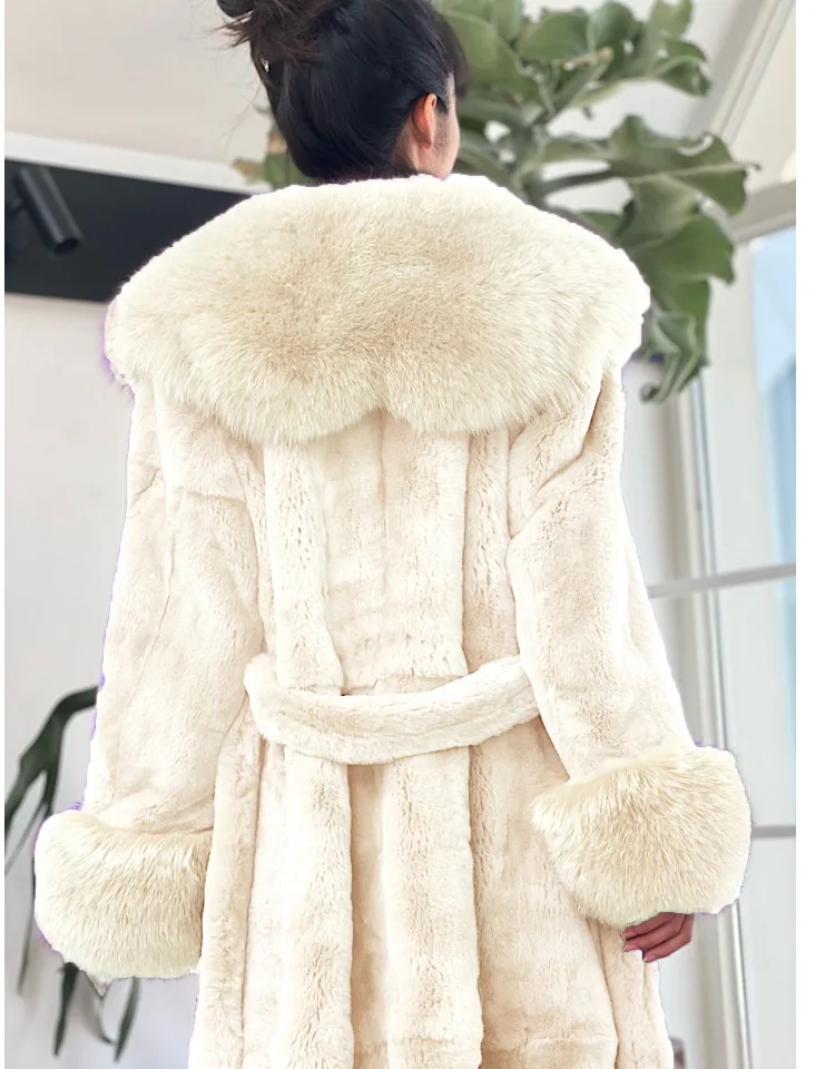 Winter Women Long Faux Fur Coat Thick Warm Mink Fur Jacket Feather Coats Oversized Outerwear Fur Collar Luxury Women's Clothing