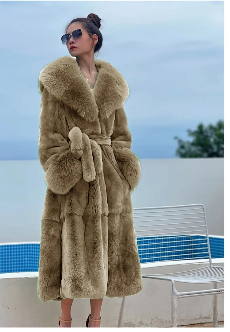 Winter Women Long Faux Fur Coat Thick Warm Mink Fur Jacket Feather Coats Oversized Outerwear Fur Collar Luxury Women's Clothing
