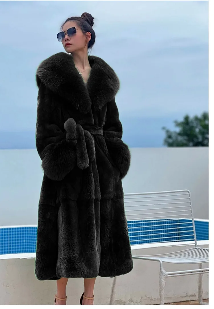 Winter Women Long Faux Fur Coat Thick Warm Mink Fur Jacket Feather Coats Oversized Outerwear Fur Collar Luxury Women's Clothing