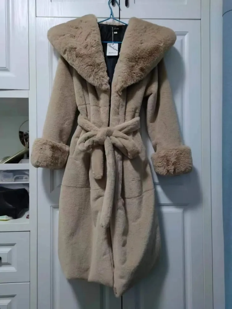 Winter Women Long Faux Fur Coat Thick Warm Mink Fur Jacket Feather Coats Oversized Outerwear Fur Collar Luxury Women's Clothing