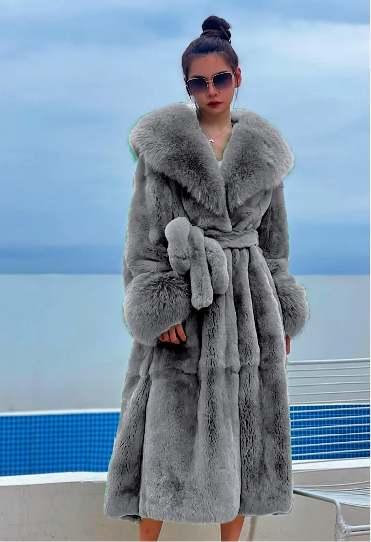 Winter Women Long Faux Fur Coat Thick Warm Mink Fur Jacket Feather Coats Oversized Outerwear Fur Collar Luxury Women's Clothing