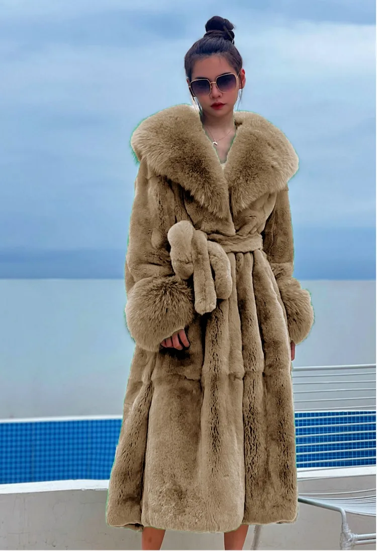 Winter Women Long Faux Fur Coat Thick Warm Mink Fur Jacket Feather Coats Oversized Outerwear Fur Collar Luxury Women's Clothing
