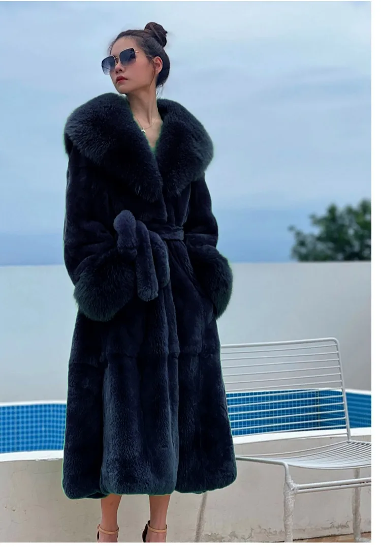 Winter Women Long Faux Fur Coat Thick Warm Mink Fur Jacket Feather Coats Oversized Outerwear Fur Collar Luxury Women's Clothing