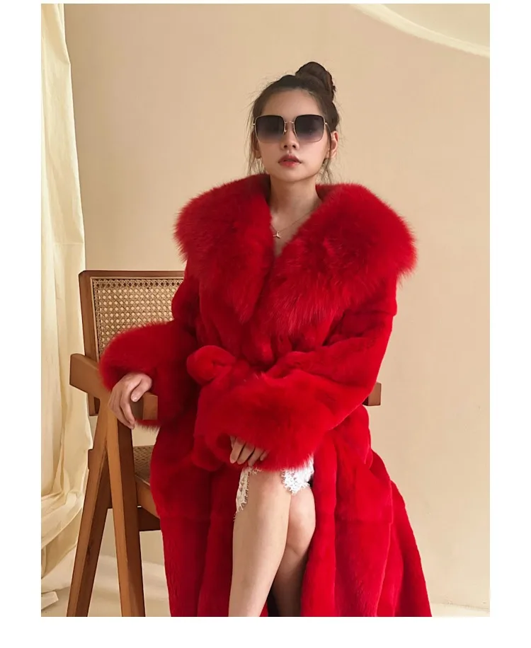 Winter Women Long Faux Fur Coat Thick Warm Mink Fur Jacket Feather Coats Oversized Outerwear Fur Collar Luxury Women's Clothing