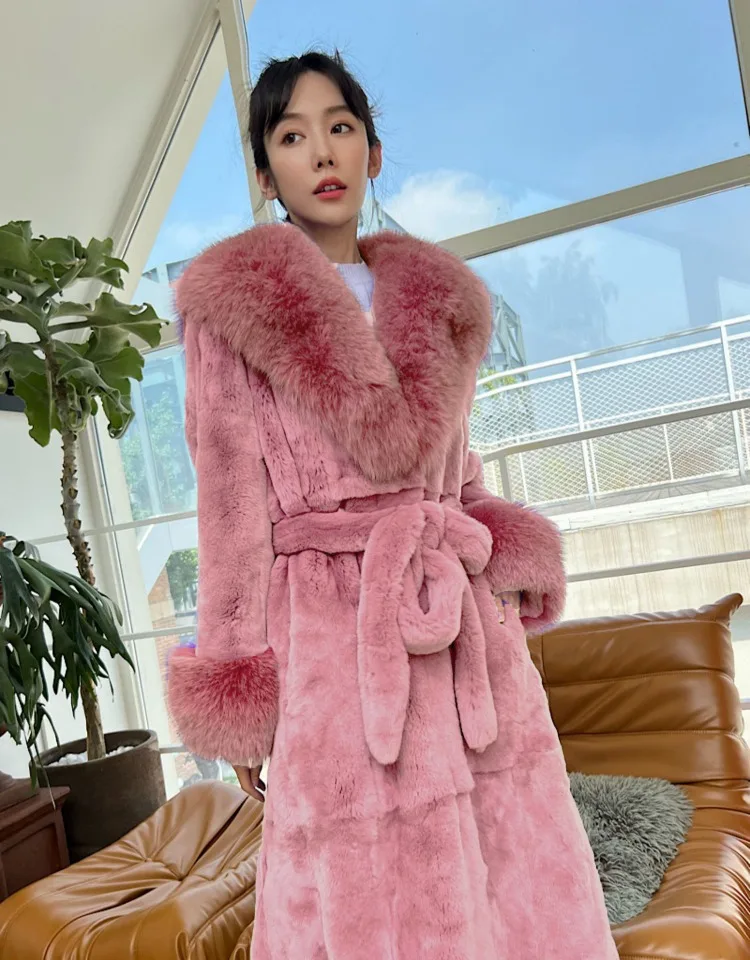 Winter Women Long Faux Fur Coat Thick Warm Mink Fur Jacket Feather Coats Oversized Outerwear Fur Collar Luxury Women's Clothing