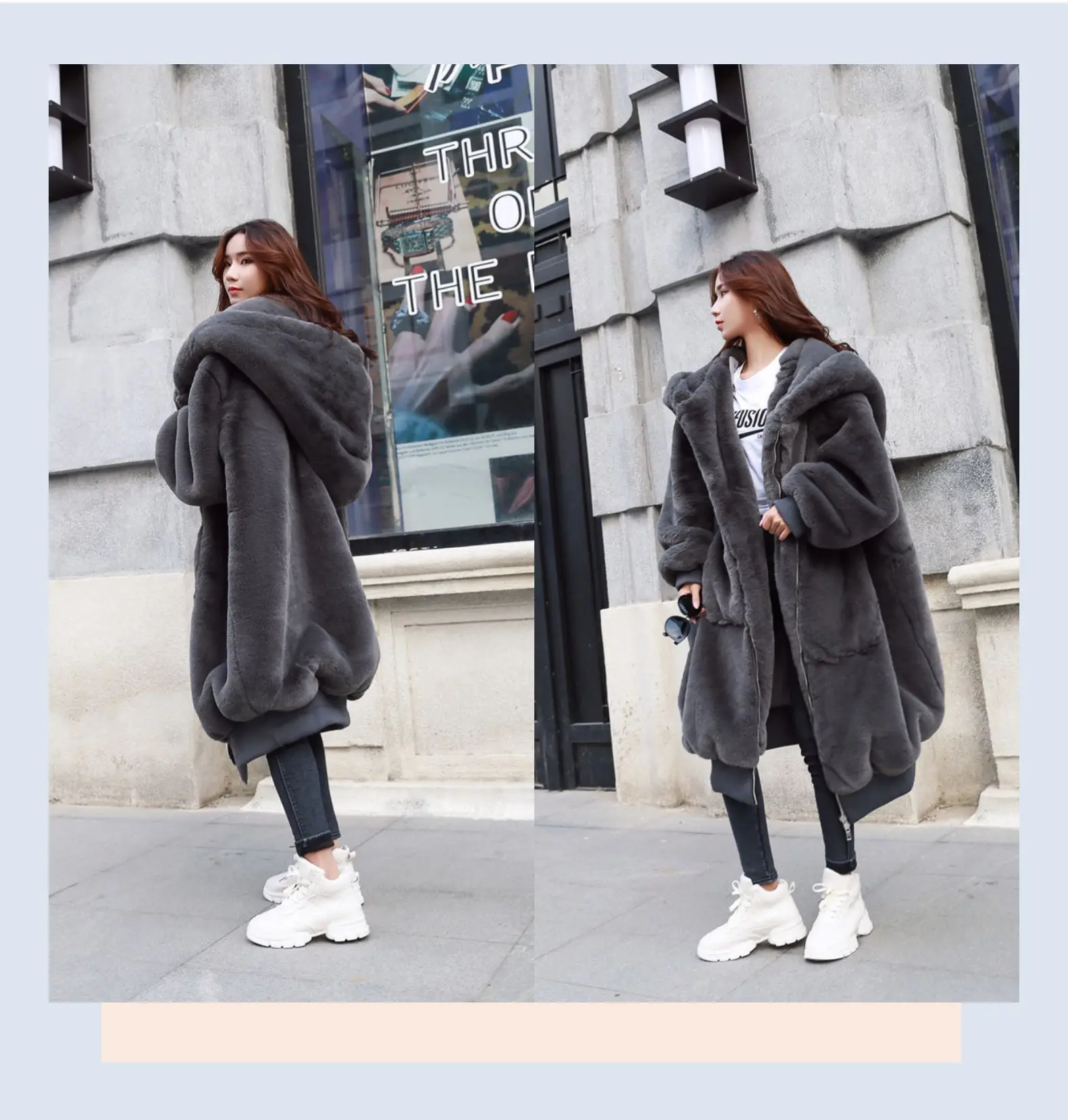 2025 Winter New Faux Fur Cotton Coat Fashion Hooded Cotton Coat Long Plush Fleece Temperament Loose Jacket Women Winter Trend