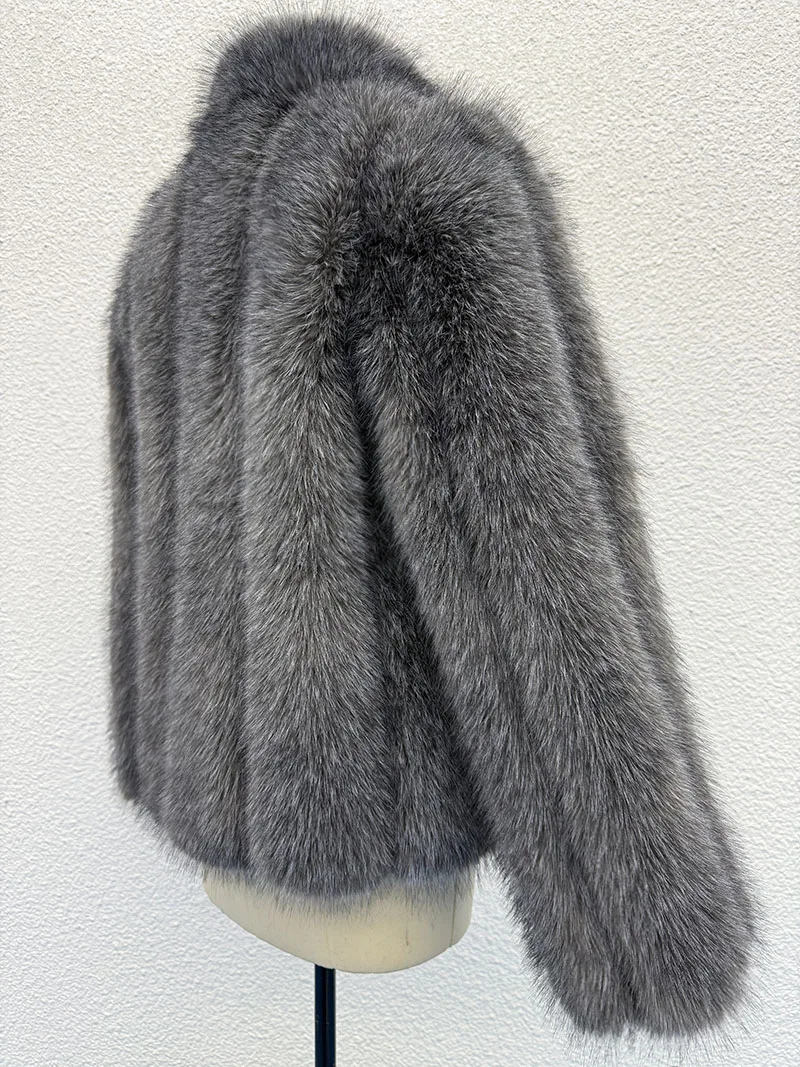 ZADORIN New Luxury Patchwork Striped Stand Collar Faux Fur Coat Woman Clothing Winter Furry Jacket Fur Faux Coats Warm Fur Top