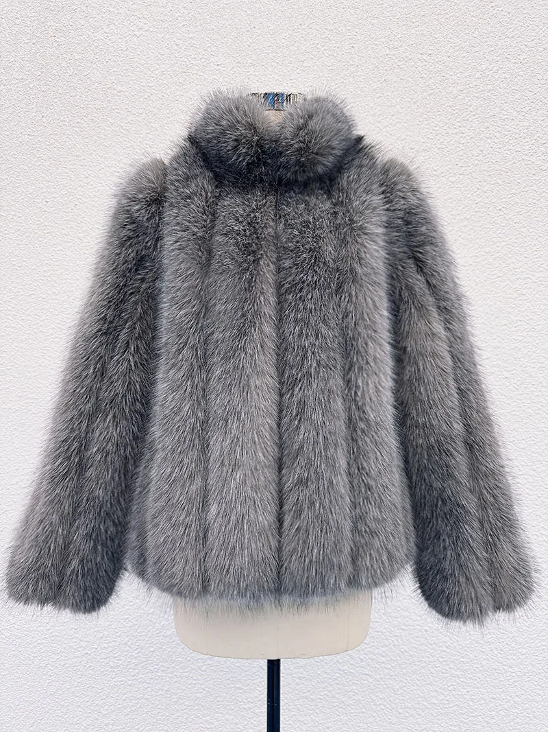 ZADORIN New Luxury Patchwork Striped Stand Collar Faux Fur Coat Woman Clothing Winter Furry Jacket Fur Faux Coats Warm Fur Top