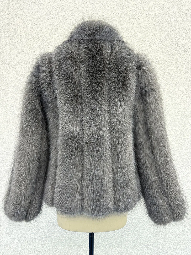 ZADORIN New Luxury Patchwork Striped Stand Collar Faux Fur Coat Woman Clothing Winter Furry Jacket Fur Faux Coats Warm Fur Top