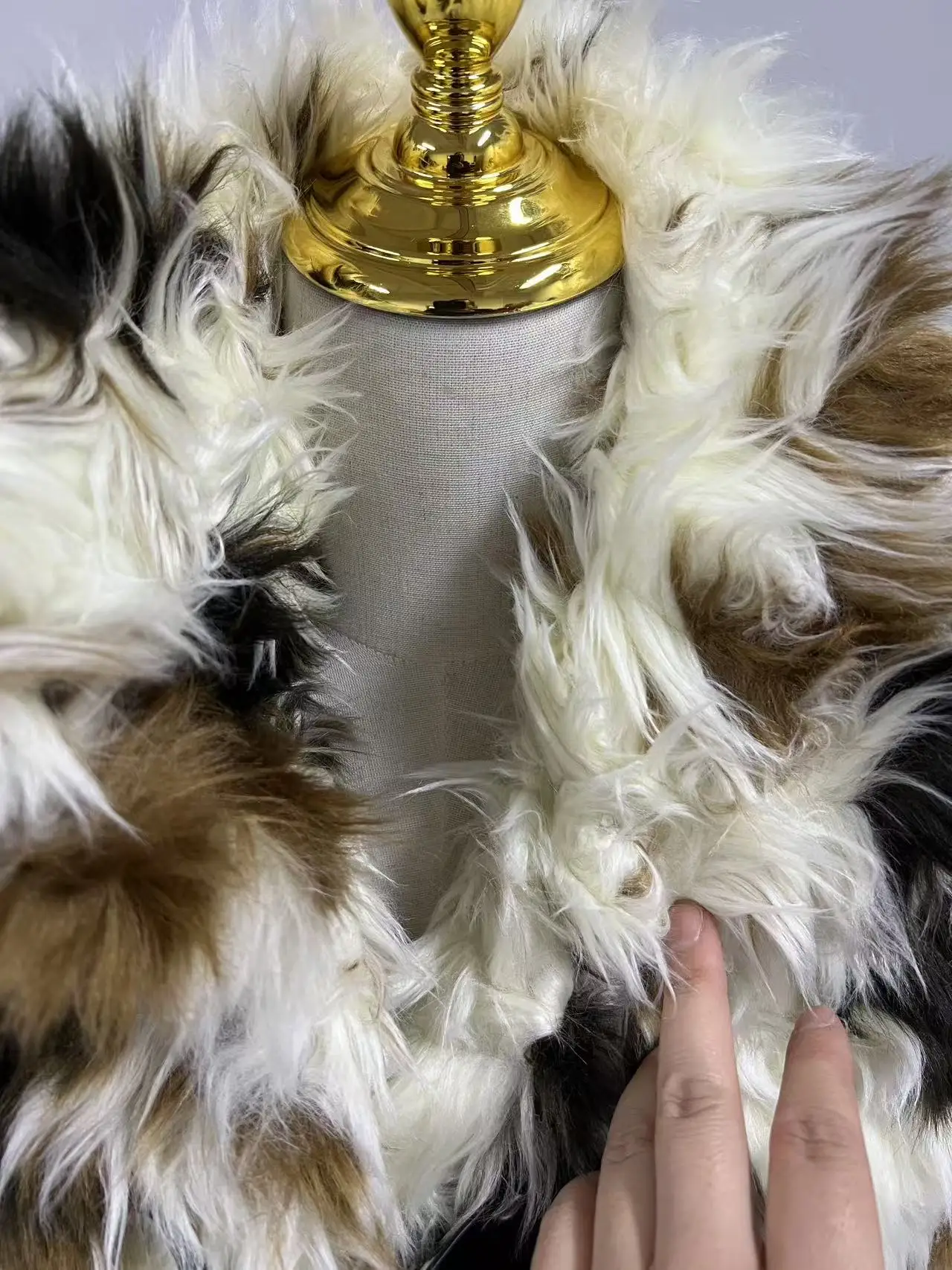 2025 Women Mallard Color Faux Fox Fur Coat Short Eco Friendly Plush Jacket Luxury Tweed Blend Outerwear