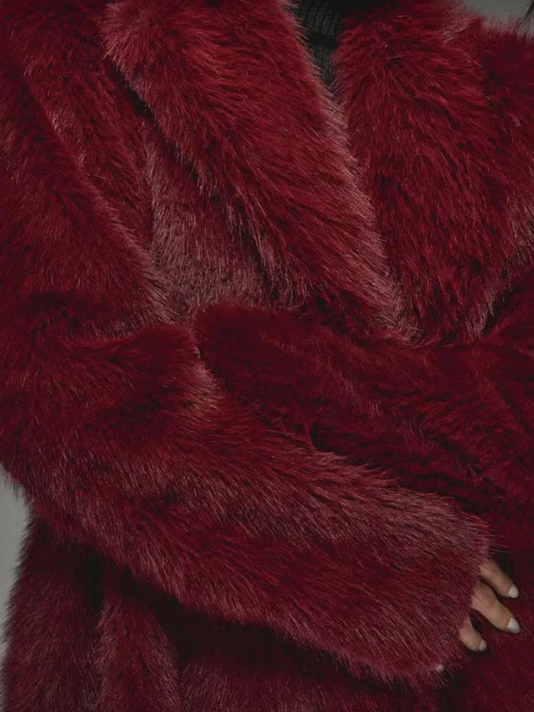 Temperament High-Quality Fur Coat for Women Winter Thickened Plush Fur Collar Imitating Fox Fur Loose Long Jacket Style