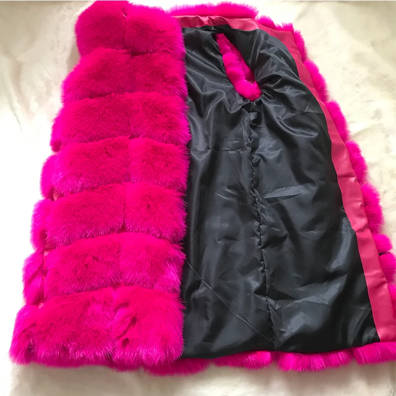 HJQJLJLS 80 Cm Faux Fur Vest 2021 Winter Women Thick Warm Faux Fox Fur Sleeveless Coat Female Fluffy Artificial Fur Coat Jacket