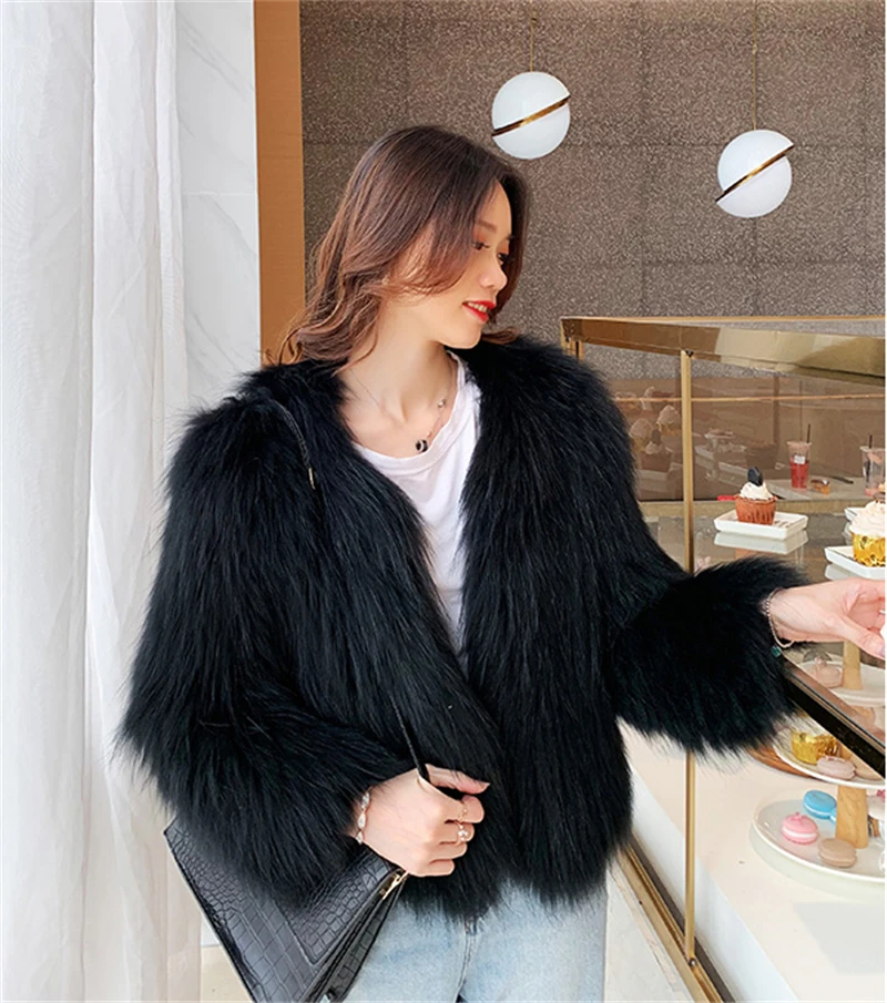 FANIECES Luxury Faux Fur Coats Women Winter Long Sleeve Furry Collarless Cardigan Fluffy Short Artificial Fur Outerweart шуба