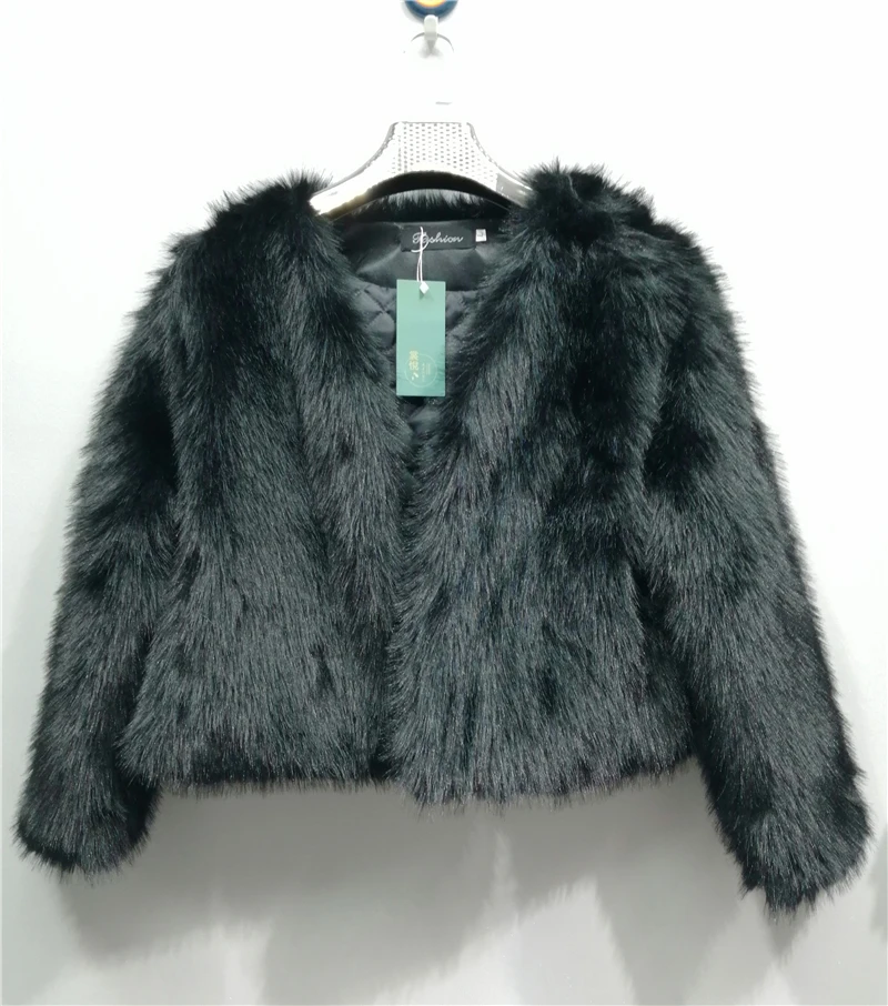FANIECES Luxury Faux Fur Coats Women Winter Long Sleeve Furry Collarless Cardigan Fluffy Short Artificial Fur Outerweart шуба