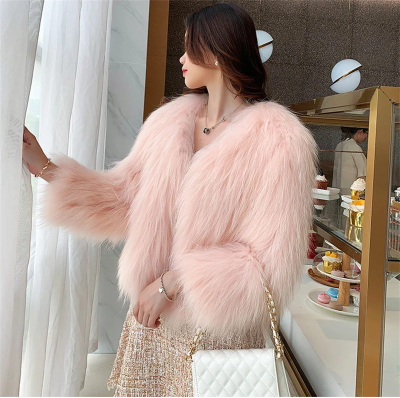 FANIECES Luxury Faux Fur Coats Women Winter Long Sleeve Furry Collarless Cardigan Fluffy Short Artificial Fur Outerweart шуба