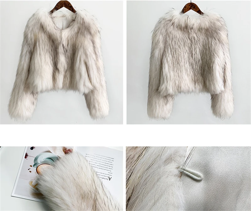 FANIECES Luxury Faux Fur Coats Women Winter Long Sleeve Furry Collarless Cardigan Fluffy Short Artificial Fur Outerweart шуба