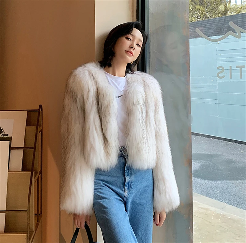 FANIECES Luxury Faux Fur Coats Women Winter Long Sleeve Furry Collarless Cardigan Fluffy Short Artificial Fur Outerweart шуба