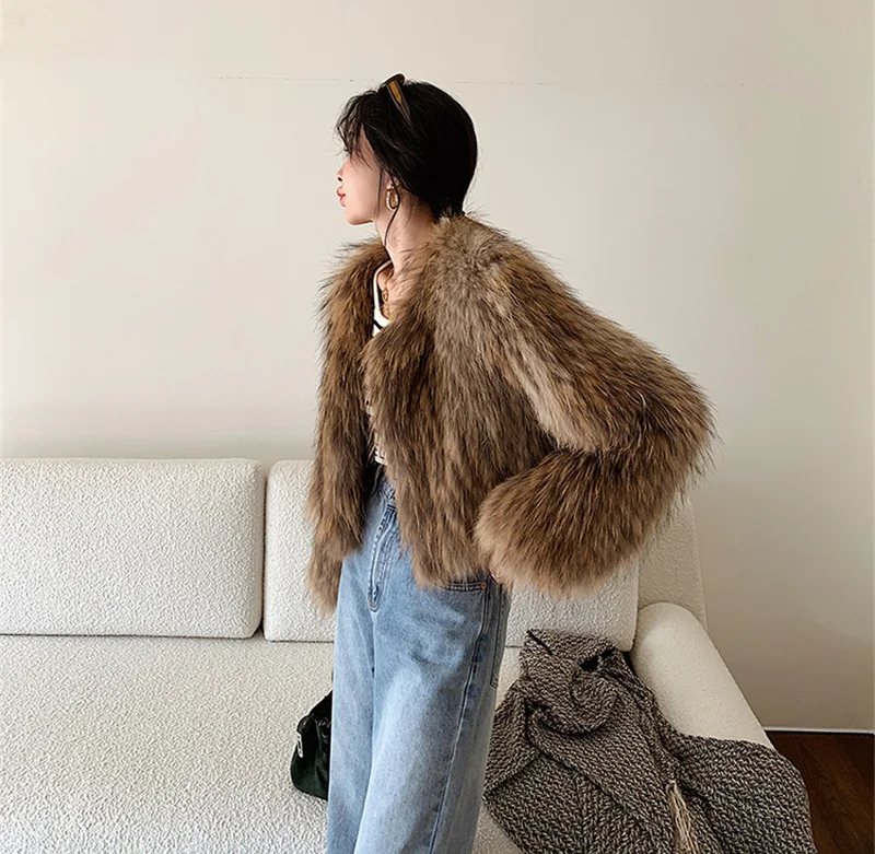 FANIECES Luxury Faux Fur Coats Women Winter Long Sleeve Furry Collarless Cardigan Fluffy Short Artificial Fur Outerweart шуба