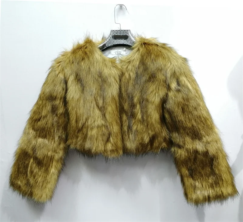 FANIECES Luxury Faux Fur Coats Women Winter Long Sleeve Furry Collarless Cardigan Fluffy Short Artificial Fur Outerweart шуба