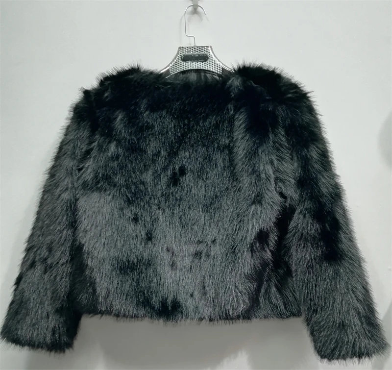FANIECES Faux Fur Coat Women Luxury Collarless Short Fur Outwear Winter Elegant Thick Artificial Fur Jacket Warm Shaggy Overcoat