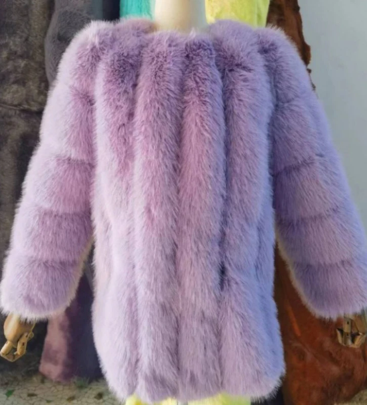 2024 Autumn Winter Female Korean Fashion Long Faux Fur Jacket Women Coats Loose Casual Warm Long Sleeve Outerwears Overcoat