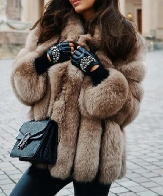 2024 Autumn Winter Female Korean Fashion Long Faux Fur Jacket Women Coats Loose Casual Warm Long Sleeve Outerwears Overcoat