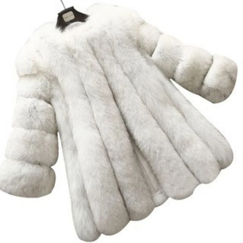 2024 Autumn Winter Female Korean Fashion Long Faux Fur Jacket Women Coats Loose Casual Warm Long Sleeve Outerwears Overcoat