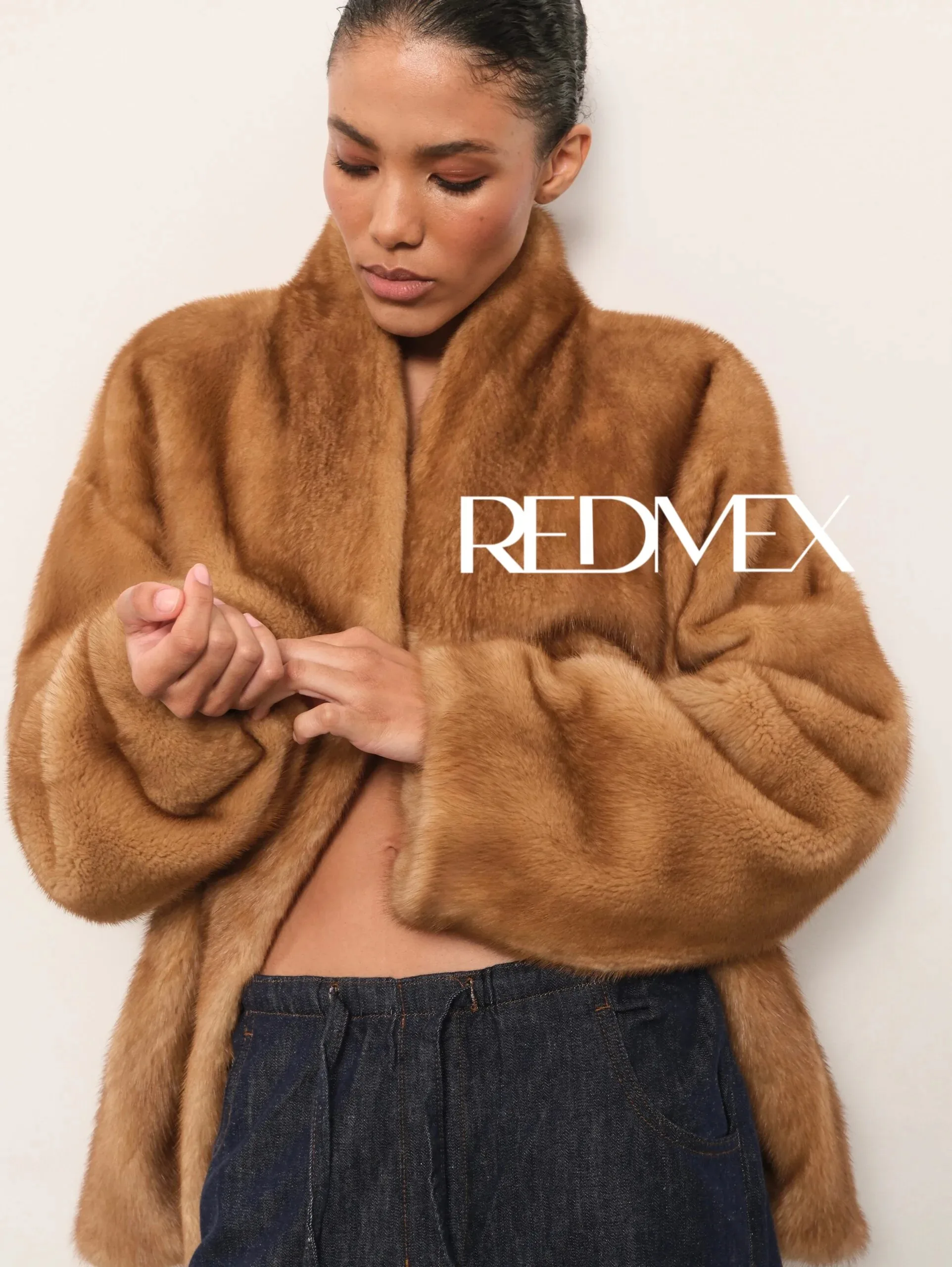 IG 2026 Women's High Collar Batwing Faux Mink Fur Jacket Loose Short Warm Winter Trendy Street Fashion Outerwear