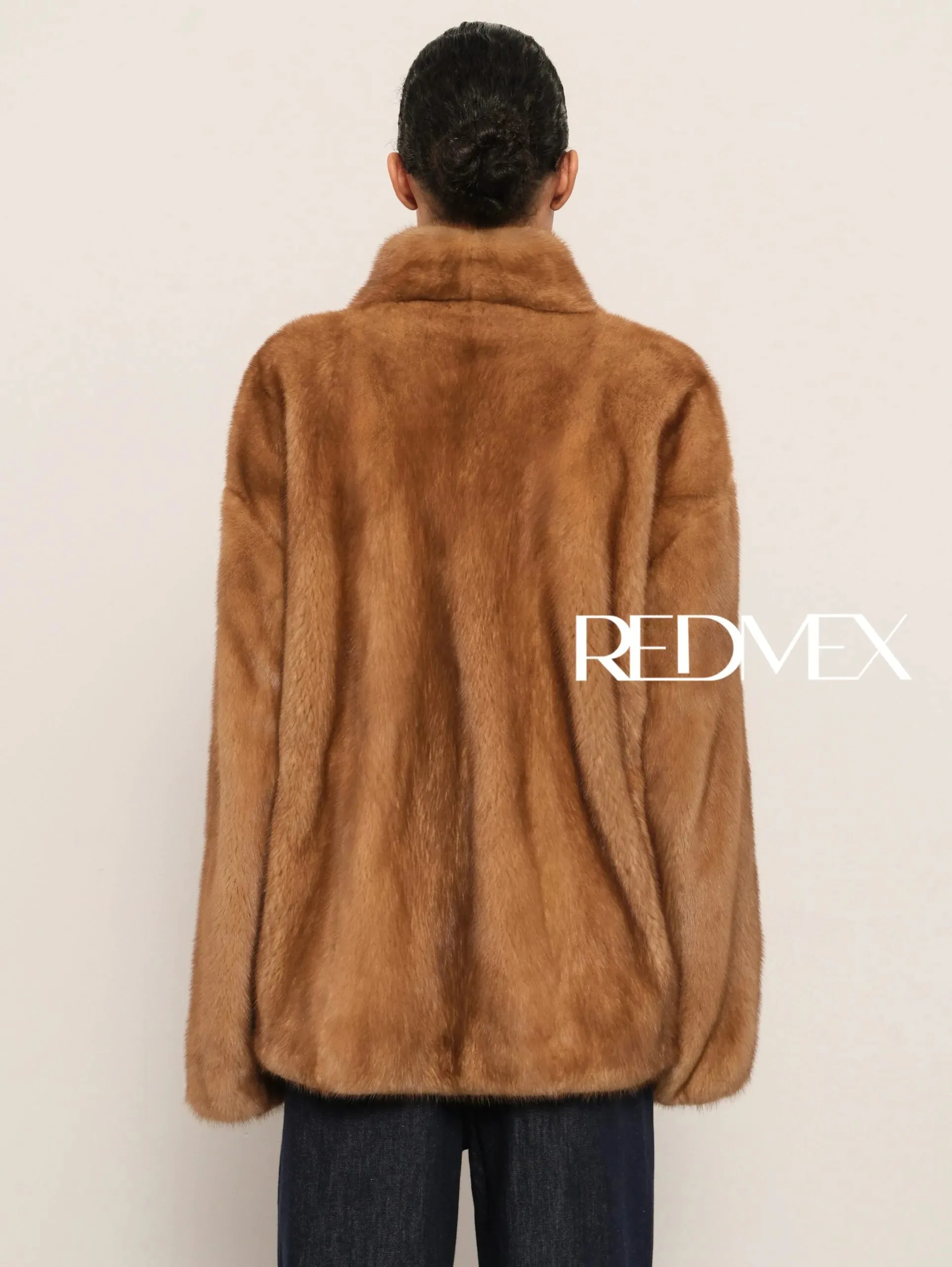 IG 2026 Women's High Collar Batwing Faux Mink Fur Jacket Loose Short Warm Winter Trendy Street Fashion Outerwear
