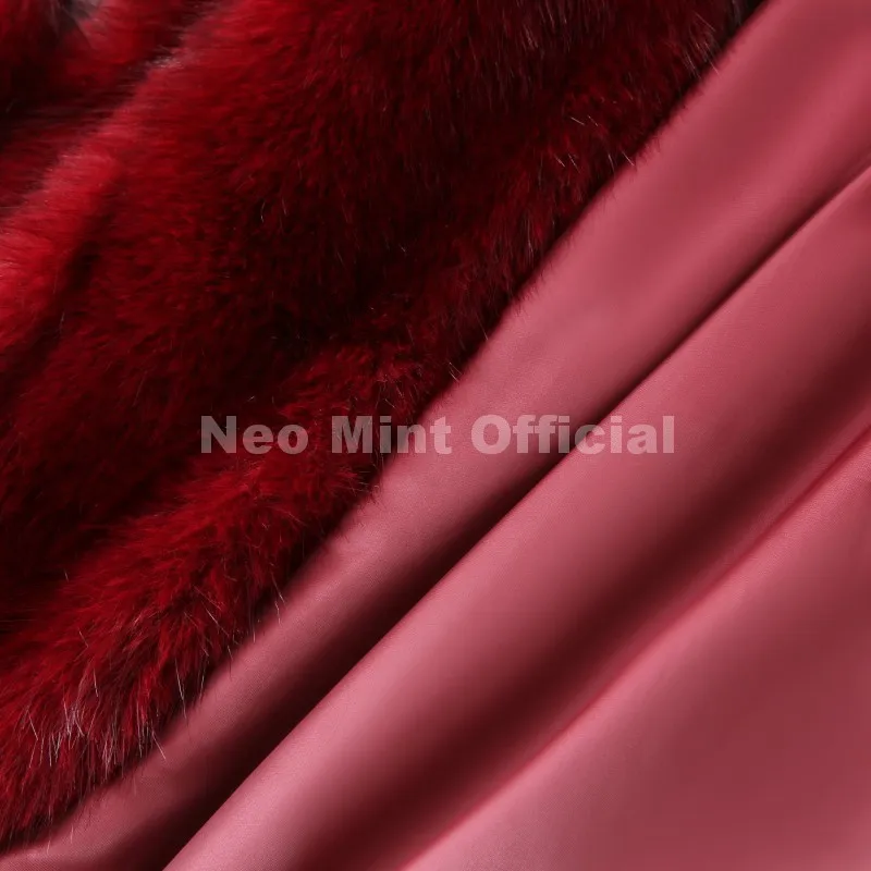 Neo Mint Y2k Brand Fashion Christmas Red Hooded Faux Fur Coat Women 2025 Winter Autumn Oversized Shaggy Overcoat Fox Fur Jacket