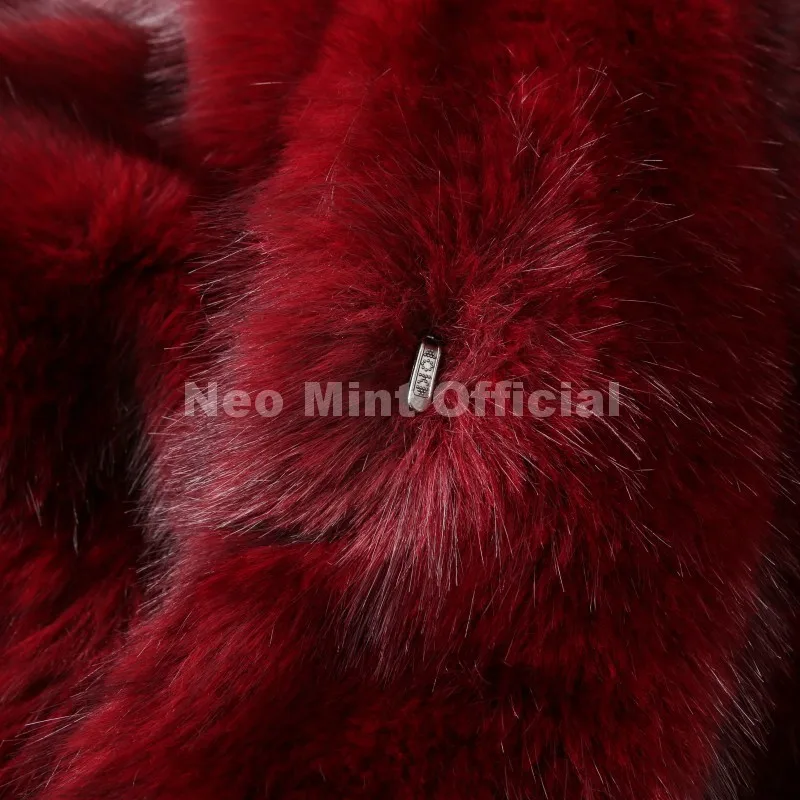 Neo Mint Y2k Brand Fashion Christmas Red Hooded Faux Fur Coat Women 2025 Winter Autumn Oversized Shaggy Overcoat Fox Fur Jacket
