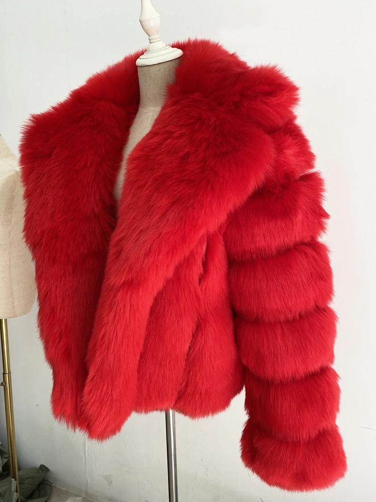 ZADORIN New Winter Mink Fur Coat Women Luxury FAUX Fox Fur Coat Thick Warm Lapel Long Sleeve Black White Fluffy Fur Jacket