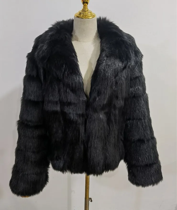 ZADORIN New Winter Mink Fur Coat Women Luxury FAUX Fox Fur Coat Thick Warm Lapel Long Sleeve Black White Fluffy Fur Jacket