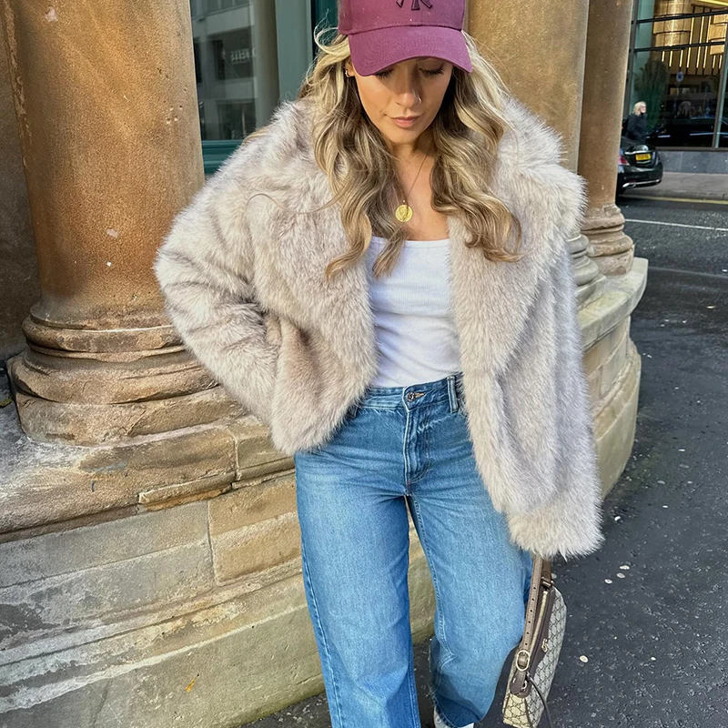 Neo Mint Chic Street Girls Gradient Faux Fur Jacket Women Winter 2024 Brand Fashion Fluffy Fox Fur Coat Female Luxury Outerwear