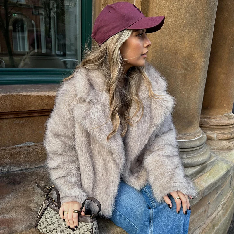 Neo Mint Chic Street Girls Gradient Faux Fur Jacket Women Winter 2024 Brand Fashion Fluffy Fox Fur Coat Female Luxury Outerwear