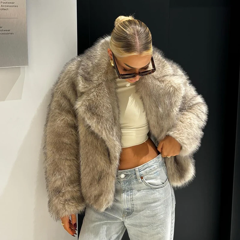 Neo Mint Chic Street Girls Gradient Faux Fur Jacket Women Winter 2024 Brand Fashion Fluffy Fox Fur Coat Female Luxury Outerwear