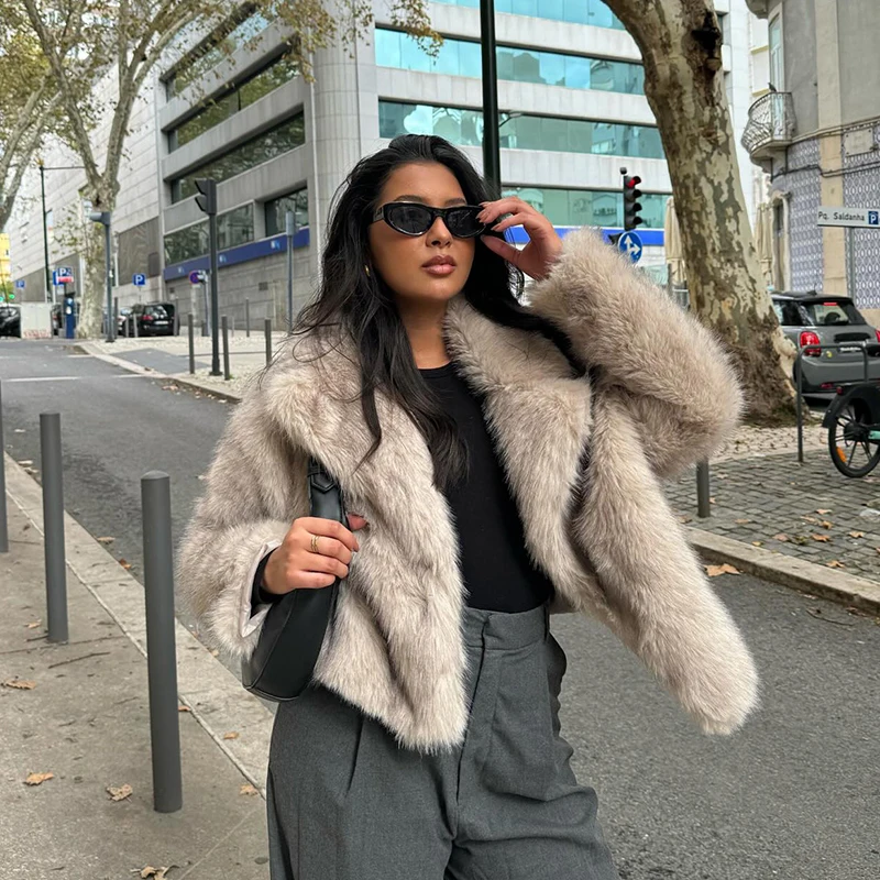 Neo Mint Chic Street Girls Gradient Faux Fur Jacket Women Winter 2024 Brand Fashion Fluffy Fox Fur Coat Female Luxury Outerwear