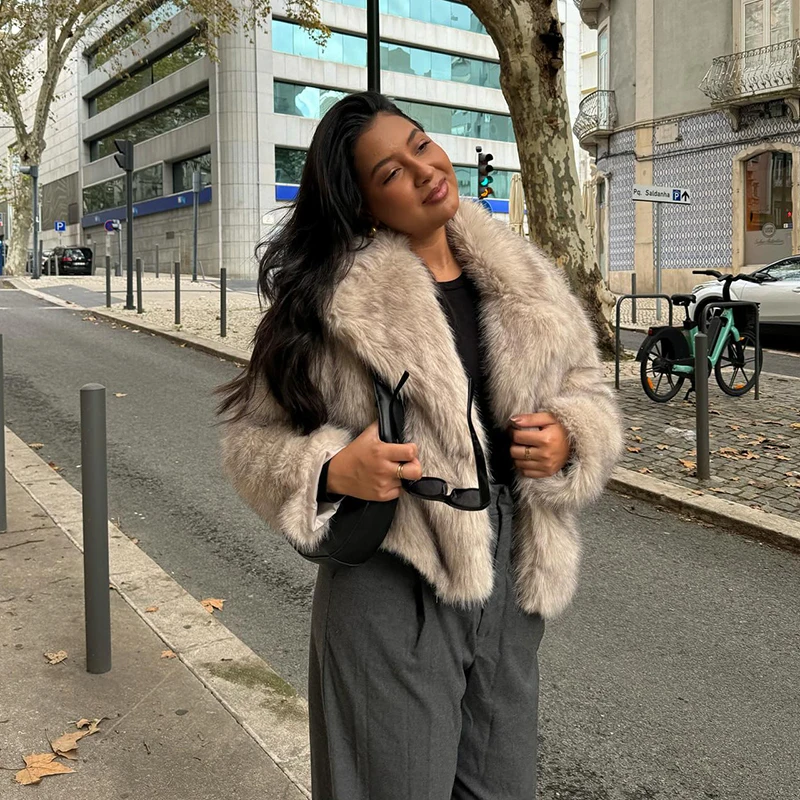 Neo Mint Chic Street Girls Gradient Faux Fur Jacket Women Winter 2024 Brand Fashion Fluffy Fox Fur Coat Female Luxury Outerwear