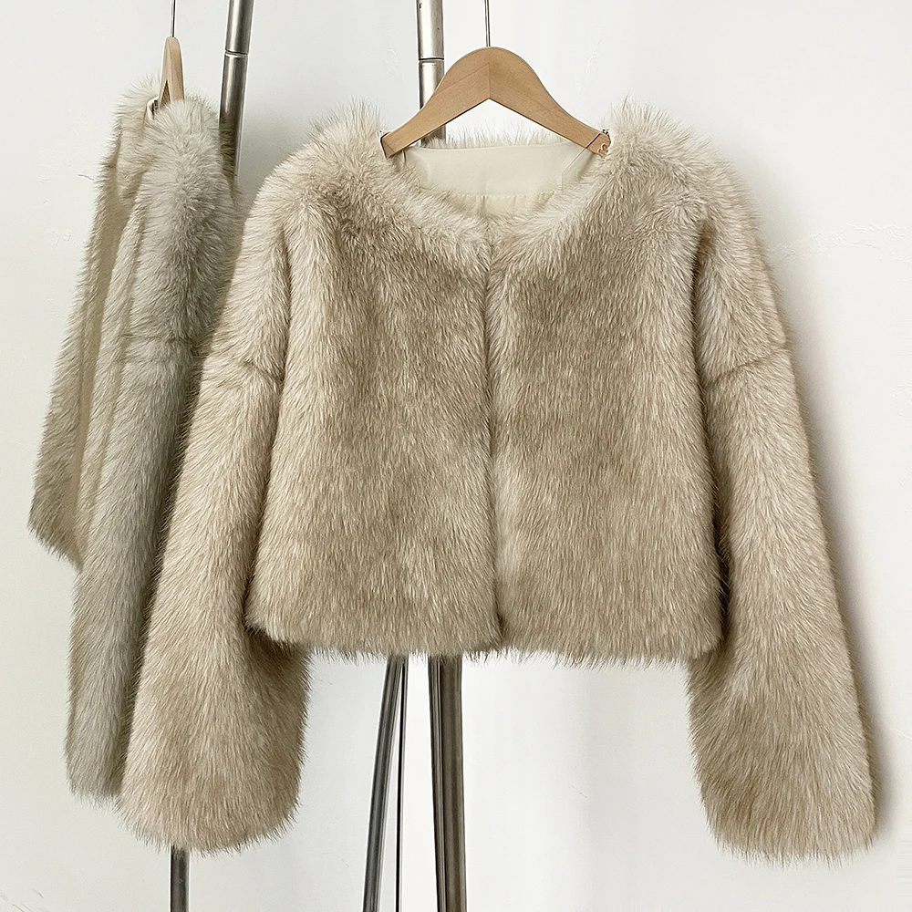 OFTBUY Iconic Street Week Luxury Brand Gardient Jacket Winter Cool Girls Fluffy Short Fur Jacket Cropped Faux Fur Clothes Women
