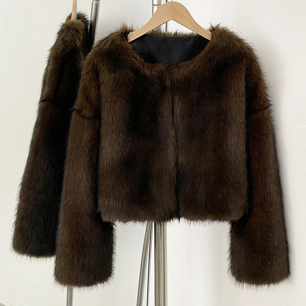 OFTBUY Iconic Street Week Luxury Brand Gardient Jacket Winter Cool Girls Fluffy Short Fur Jacket Cropped Faux Fur Clothes Women