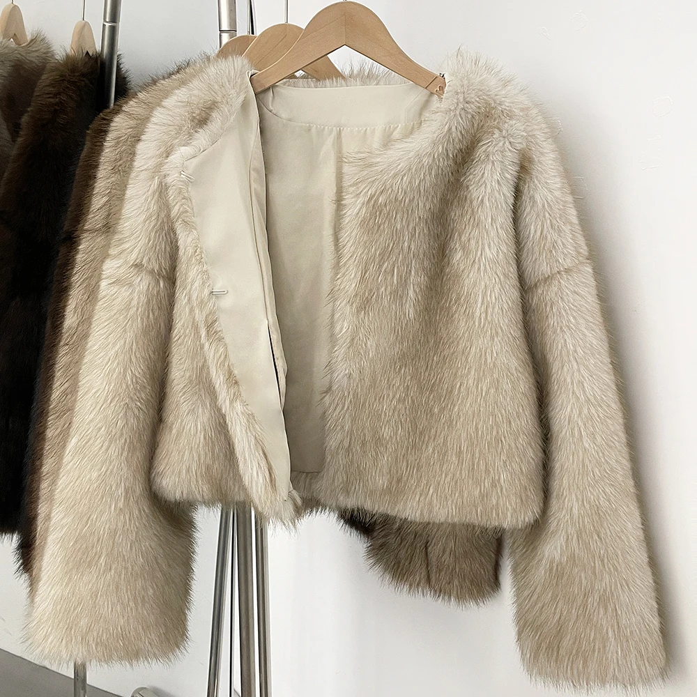 OFTBUY Iconic Street Week Luxury Brand Gardient Jacket Winter Cool Girls Fluffy Short Fur Jacket Cropped Faux Fur Clothes Women