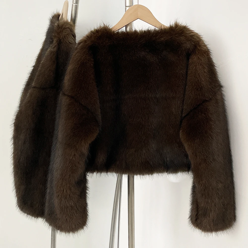 OFTBUY Iconic Street Week Luxury Brand Gardient Jacket Winter Cool Girls Fluffy Short Fur Jacket Cropped Faux Fur Clothes Women