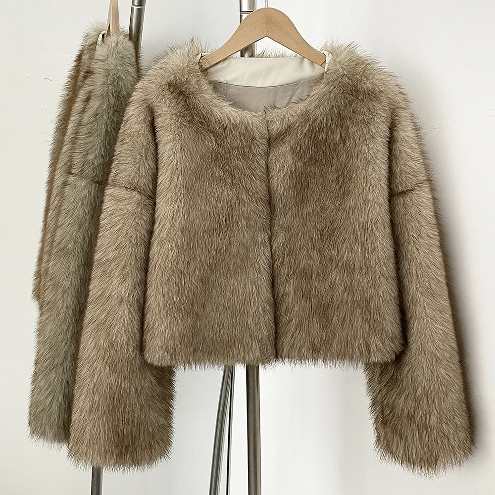 OFTBUY Iconic Street Week Luxury Brand Gardient Jacket Winter Cool Girls Fluffy Short Fur Jacket Cropped Faux Fur Clothes Women